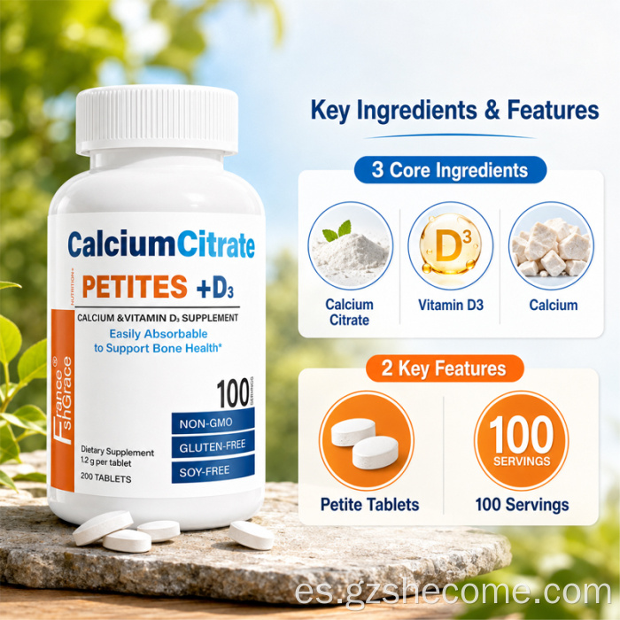 Shecome Citrato De Calcio Vitamina D3 Tabletas Salud Ósea
